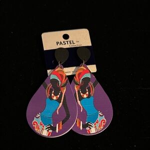 Purple and Blue clip Earrings